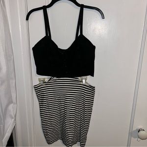 Cutout black & striped dress